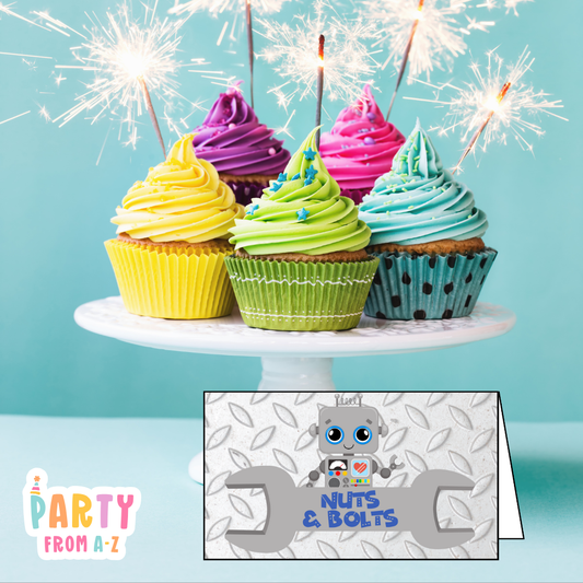Personalised Birthday Party Candy & Lolly Food Cards | Party Decor ROBOT BOY PRINTED