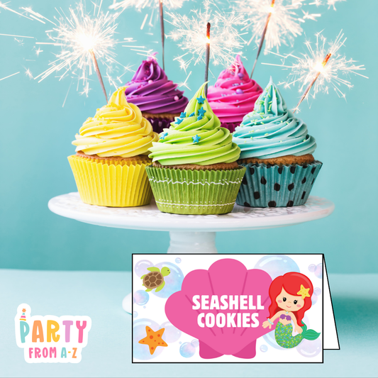 Personalised Birthday Party Candy & Lolly Food Cards | Party Decor MERMAID PRINTED