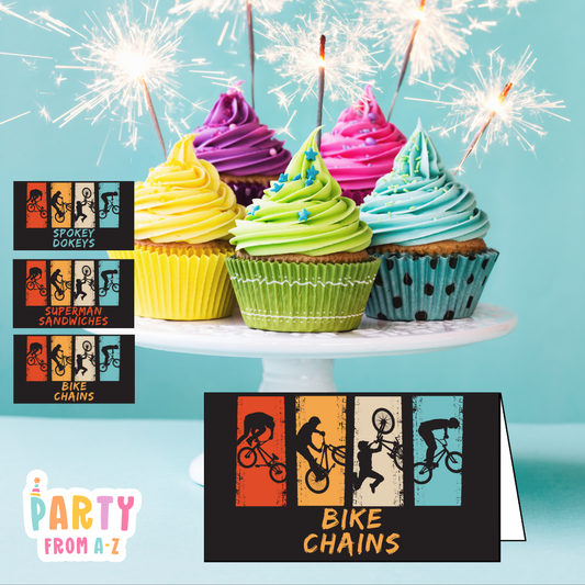 Personalised Birthday Party Candy & Lolly Food Cards | Party Decor BMX PRINTED