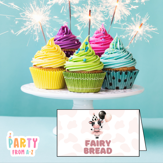 Personalised Birthday Party Candy & Lolly Food Cards | Party Decor LITTLE MOO COW PRINTED