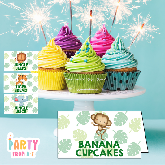 Personalised Birthday Party Candy & Lolly Food Cards | Party Decor WILD ONE JUNGLE PRINTED