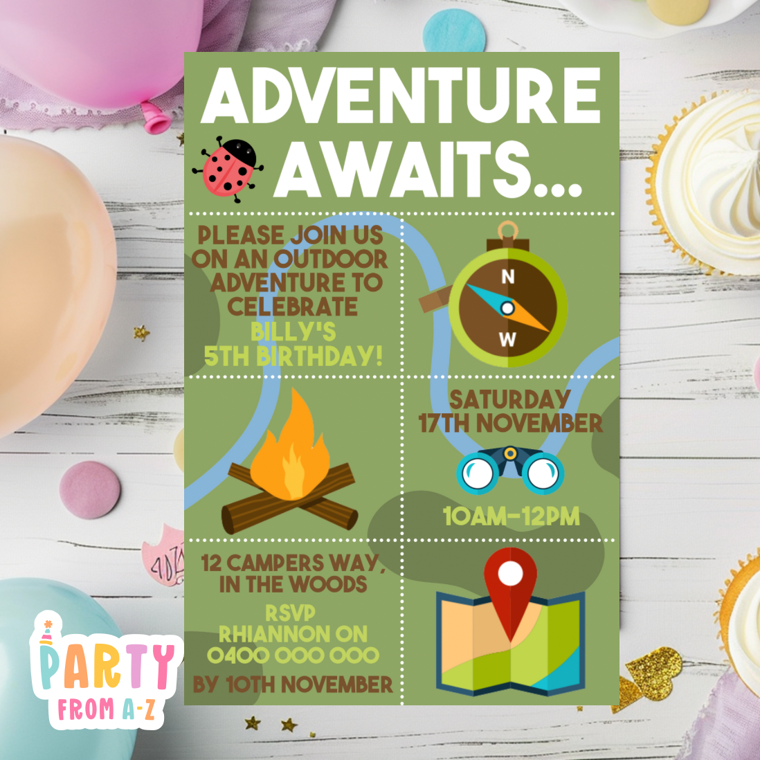 Kids Birthday Party Invites Boys Printed & Digital Canva