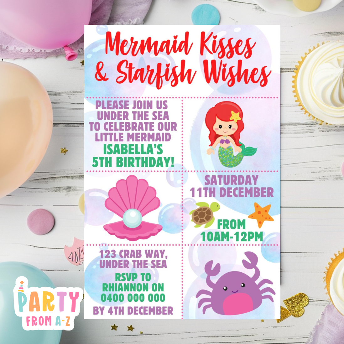 Kids Birthday Party Invites Girls Theme Printed & Digital Canva