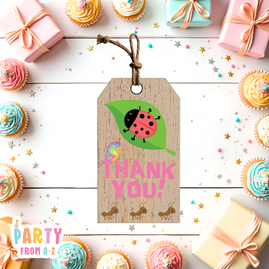Bug/Insects Girl Thank You Tags | Digital Ready to Print