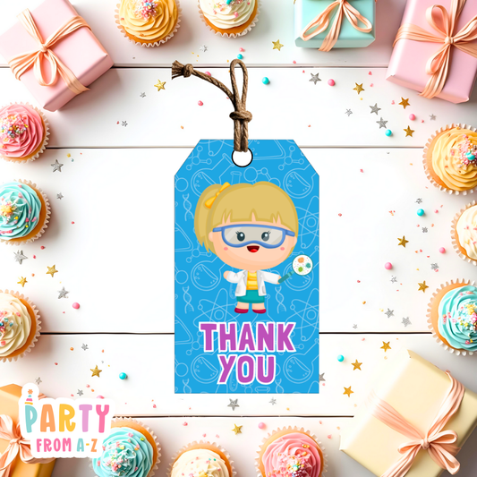 Science Blonde Girl Thank You Tags | Digital Ready to Print