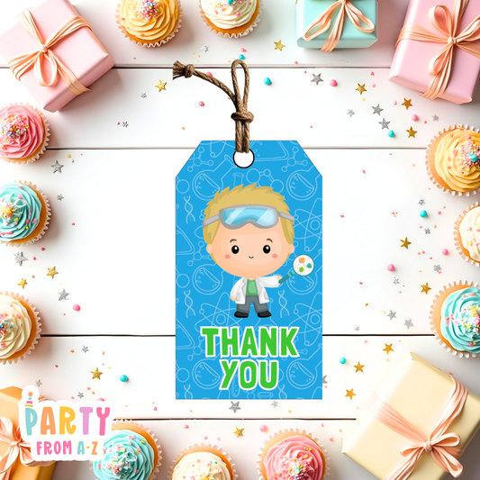 Science Blonde Boy Thank You Tags | Digital Ready to Print