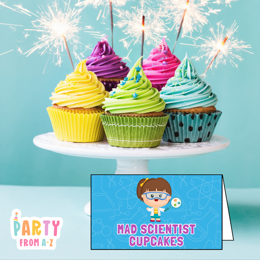 Personalised Birthday Party Candy & Lolly Food Cards | Party Decor SCIENCE BRUNETTE GIRL PRINTED