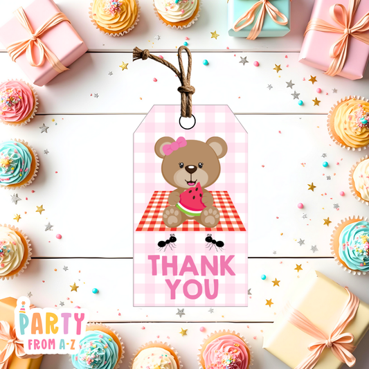 Teddy Bears Picnic Girl Thank You Tags | Digital Ready to Print