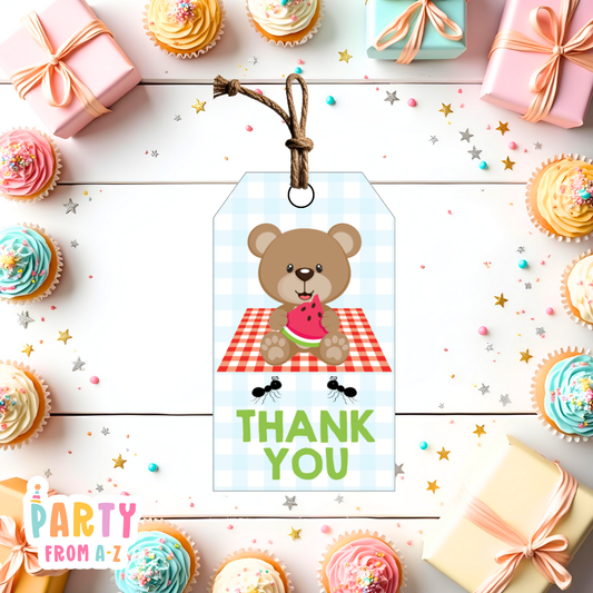 Teddy Bears Picnic Boy Thank You Tags | Digital Ready to Print
