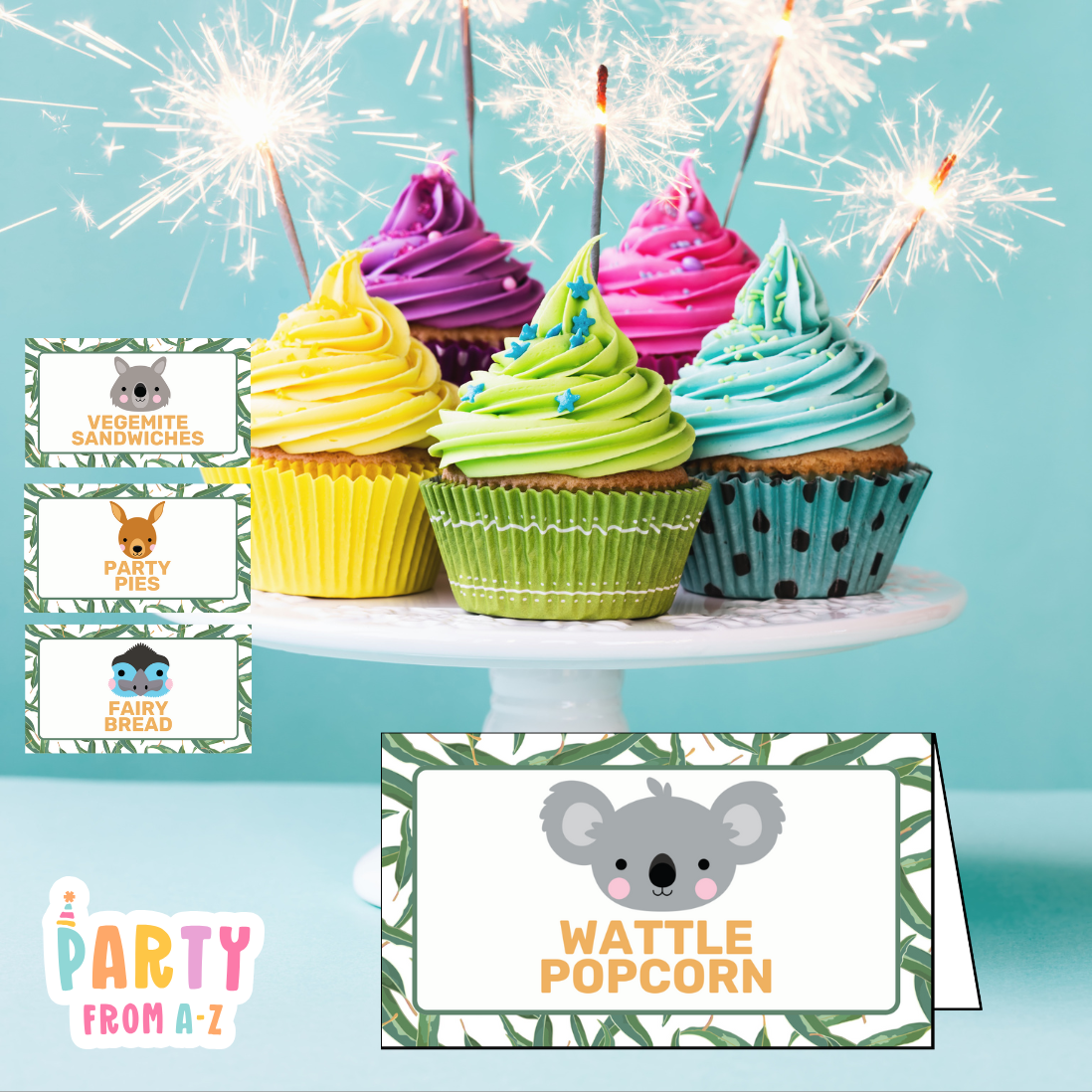 Personalised Kids Food/Name Place Cards Printed or Edit in Canva Girly Theme