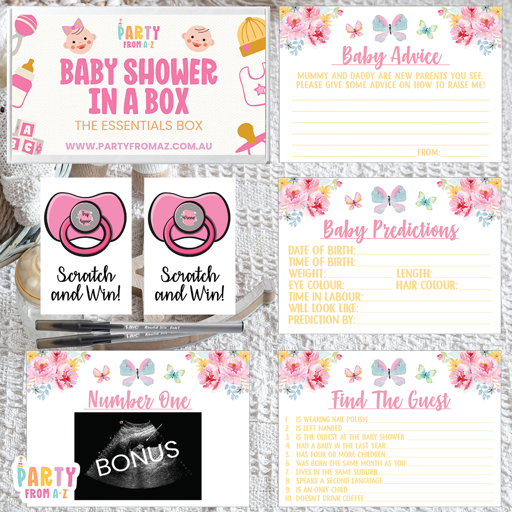 Baby Shower In A Box "The Essentials Box" GAMES, ADVICE & PREDICTION CARDS