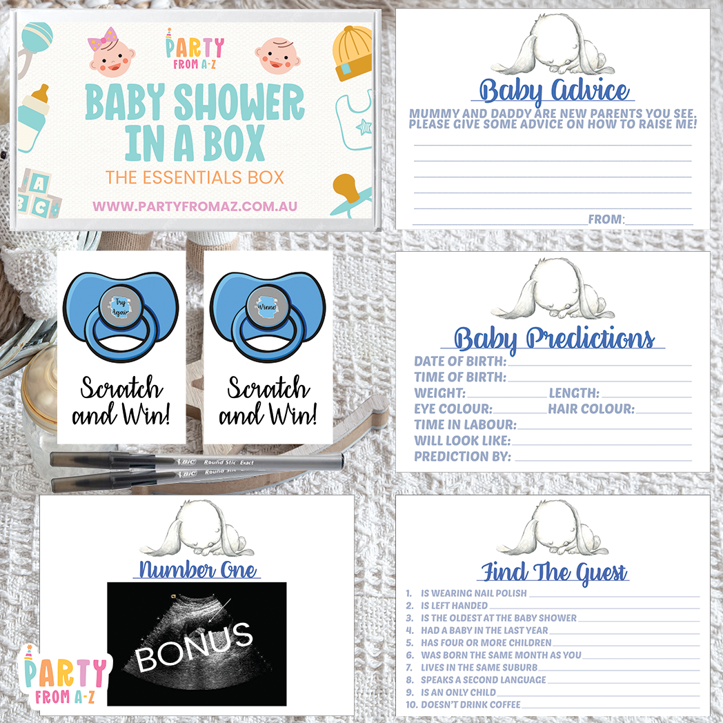 Baby Shower In A Box "The Essentials Box" GAMES, ADVICE & PREDICTION CARDS