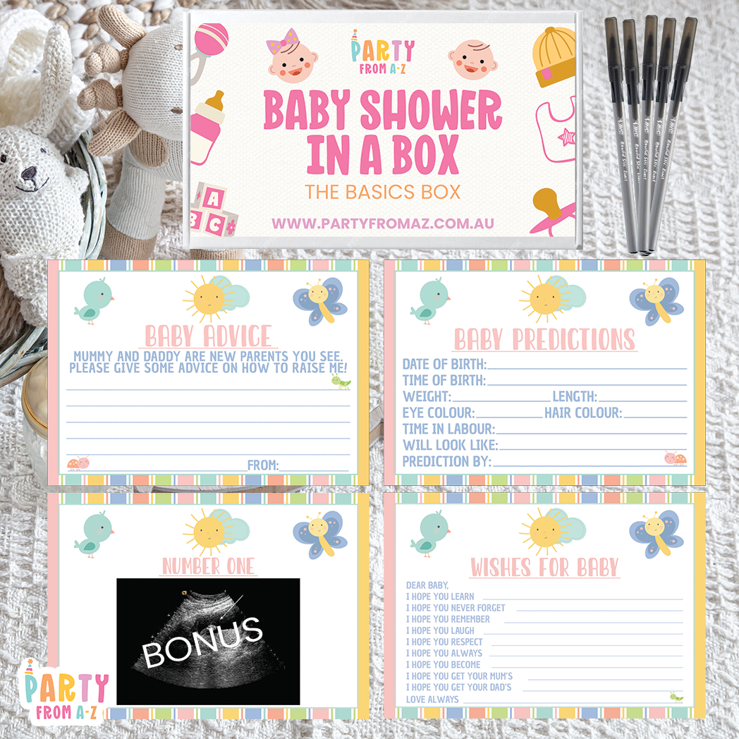 Baby Shower In A Box "The Basics Box" GAMES, ADVICE & PREDICTION CARDS