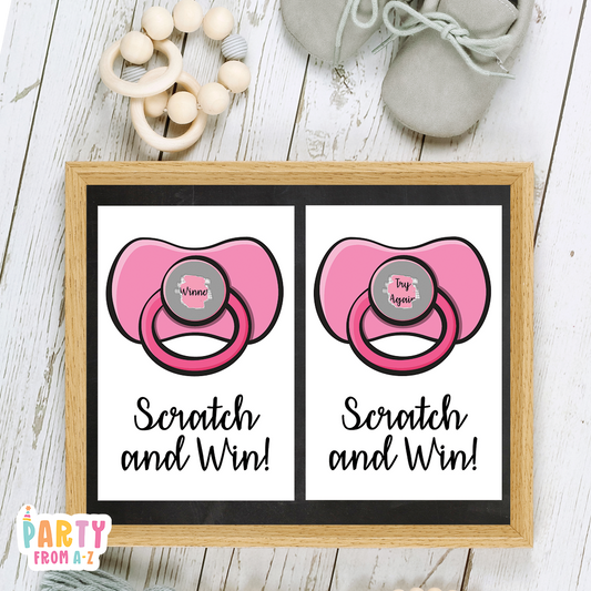 Baby Shower Baby Scratch Game Cards Pink