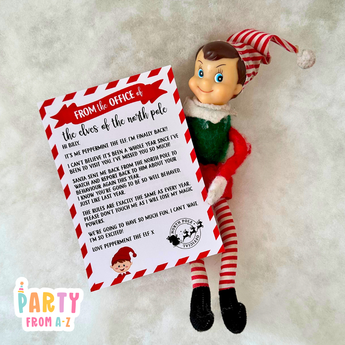 Personalised Christmas Elf Welcome to our family letter Printed