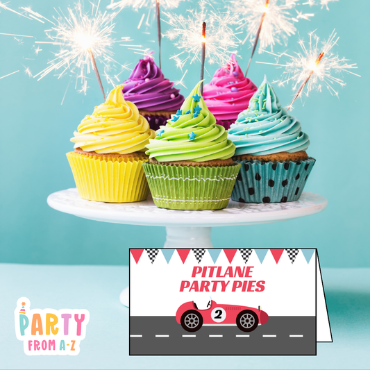 Personalised Birthday Party Candy & Lolly Food Cards | Party Decor RACE CAR PRINTED