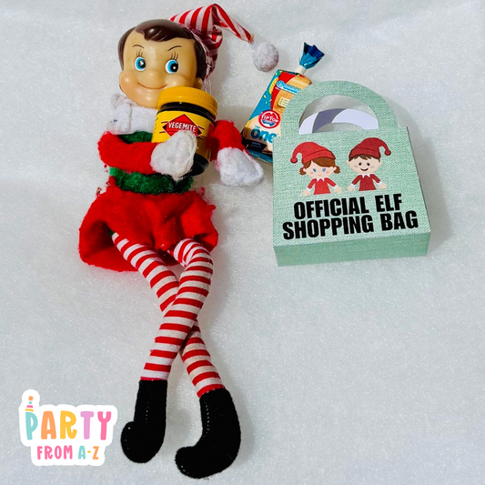 Christmas Elf Shopping Bag Green Prop DIGITAL PDF Instant DOWNLOAD