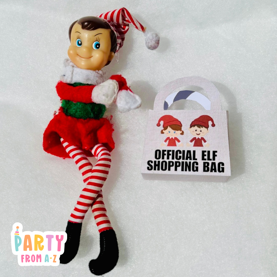 Christmas Elf Shopping Bag Beige Prop DIGITAL PDF Instant DOWNLOAD