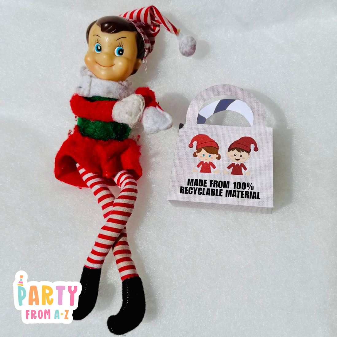 Christmas Elf Shopping Bag Beige Prop DIGITAL PDF Instant DOWNLOAD