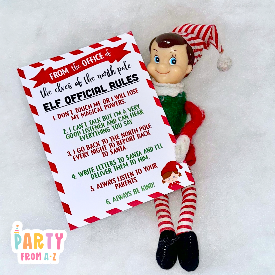 DIGITAL Christmas GIRL Elf Rule Cards Elf Prop Elf Antics PDF