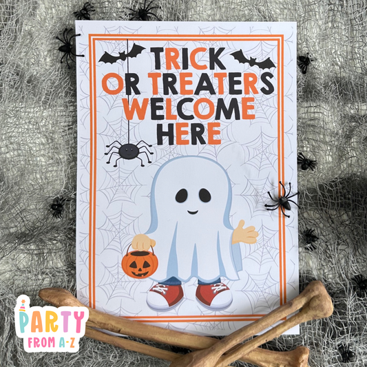 Halloween Trick or Treaters Welcome Sign Printed
