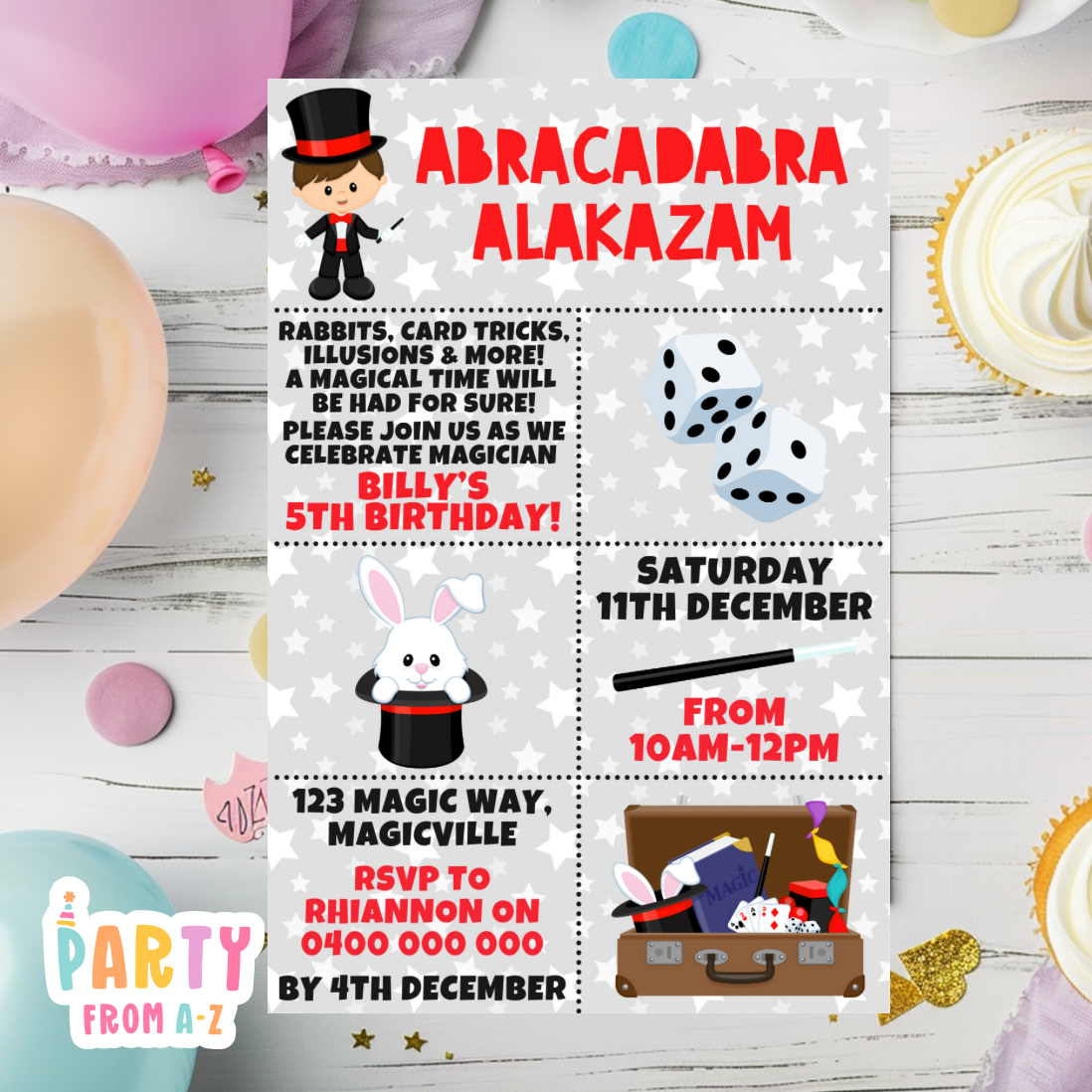 Kids Birthday Party Invites Boys Printed & Digital Canva