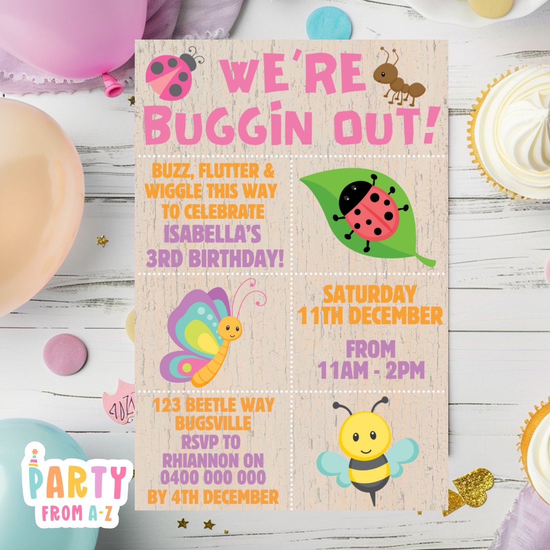 Kids Birthday Party Invites Girls Theme Printed & Digital Canva