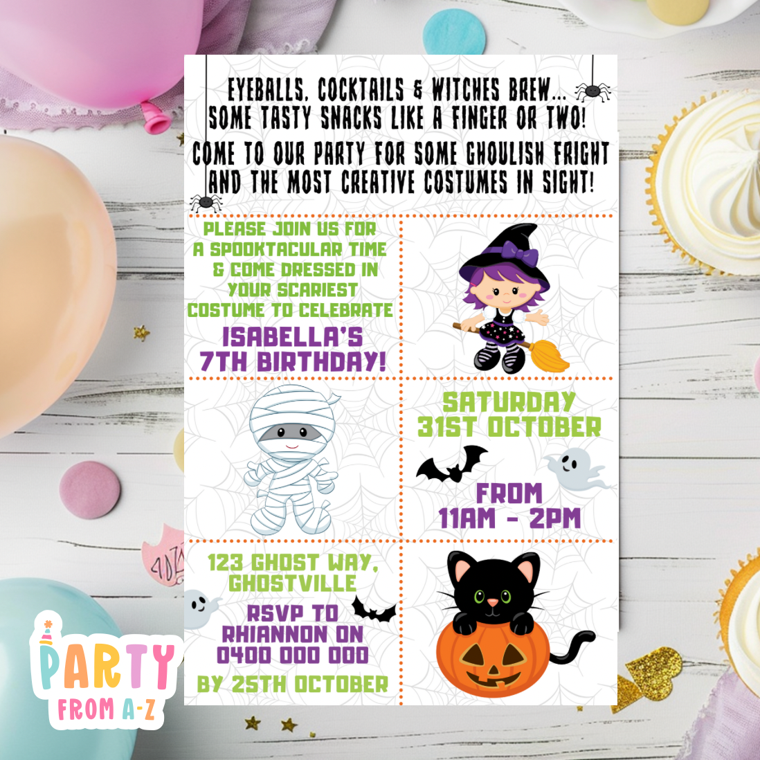 Kids Birthday Party Invites Girls Theme Printed & Digital Canva