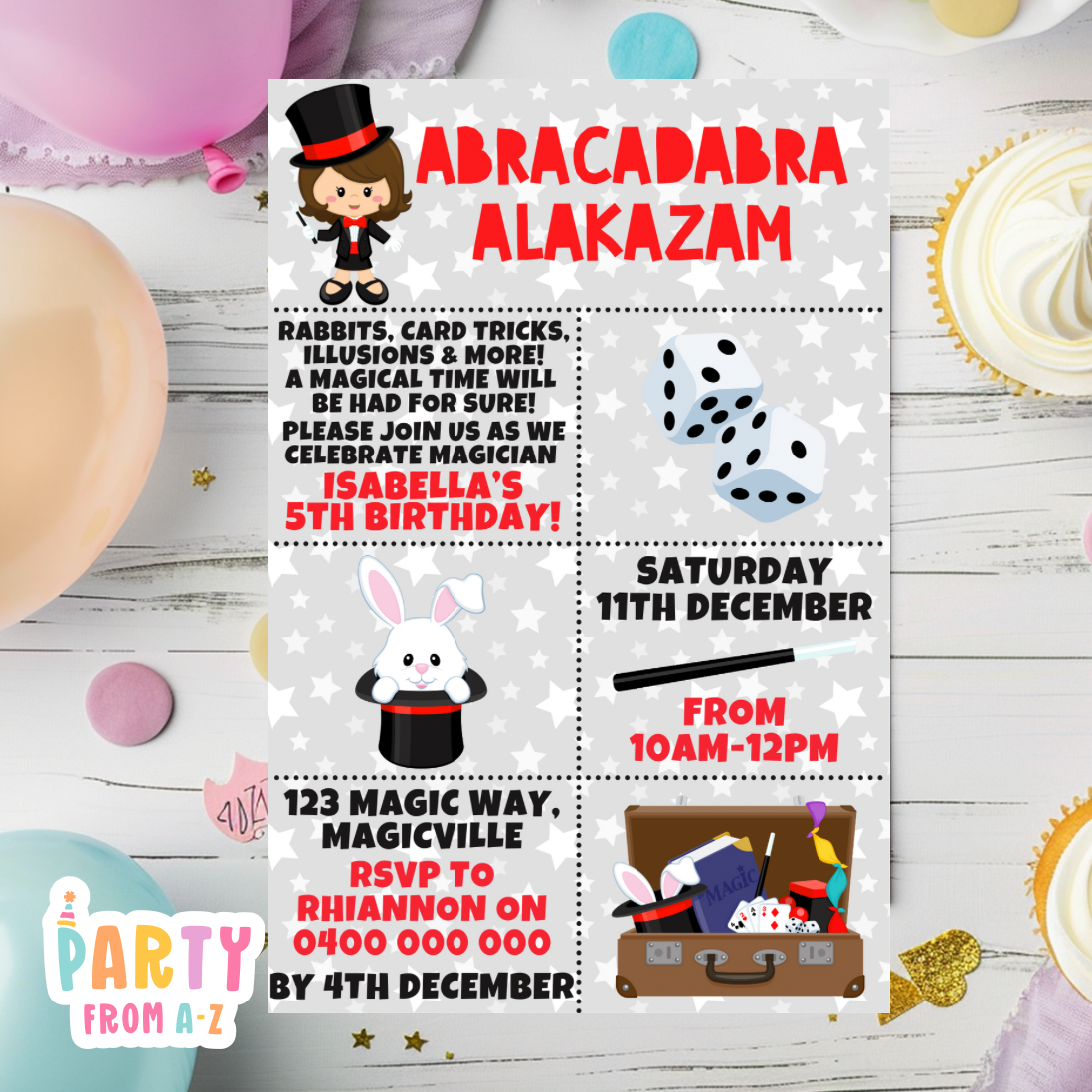 Kids Birthday Party Invites Girls Theme Printed & Digital Canva