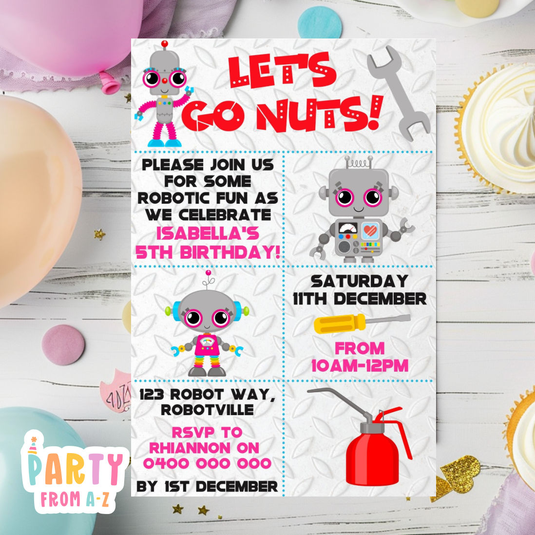 Kids Birthday Party Invites Girls Theme Printed & Digital Canva