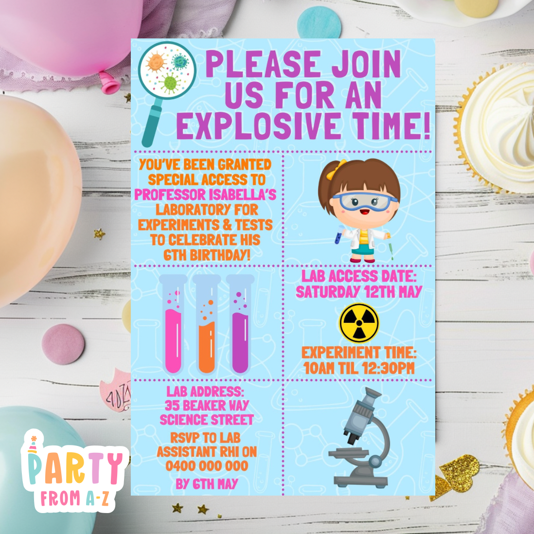 Kids Birthday Party Invites Girls Theme Printed & Digital Canva