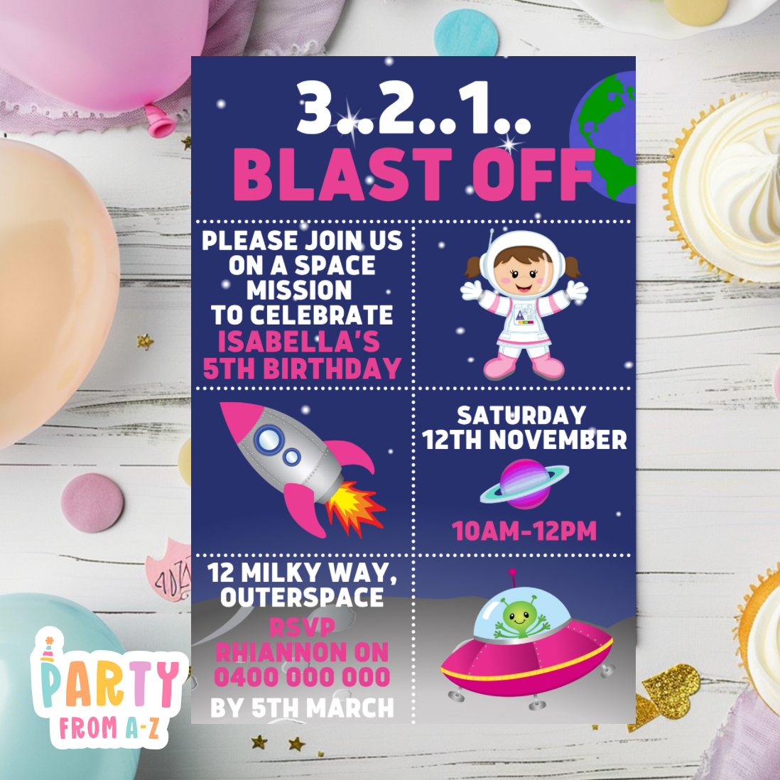 Kids Birthday Party Invites Girls Theme Printed & Digital Canva