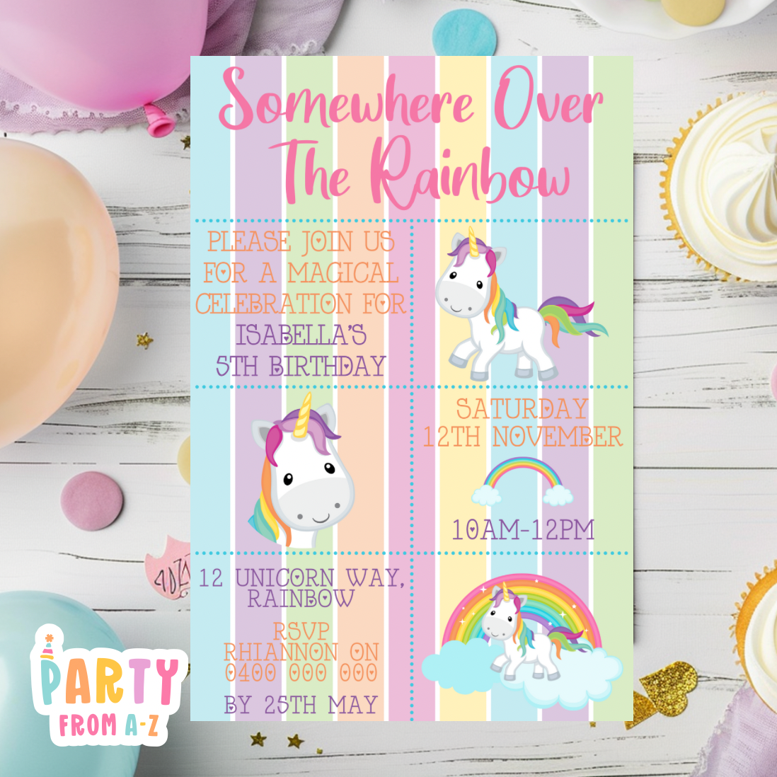 Kids Birthday Party Invites Girls Theme Printed & Digital Canva