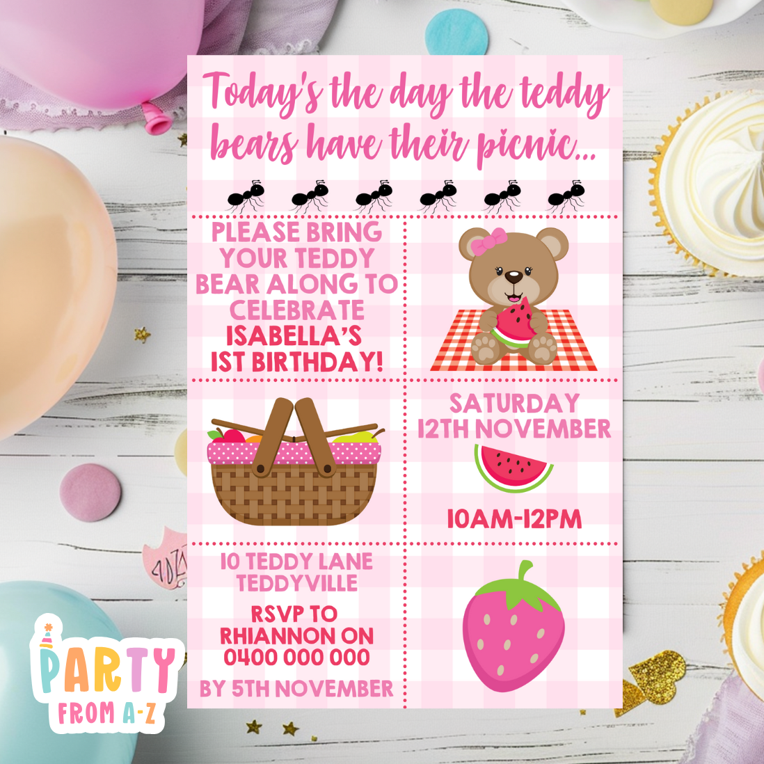 Kids Birthday Party Invites Girls Theme Printed & Digital Canva