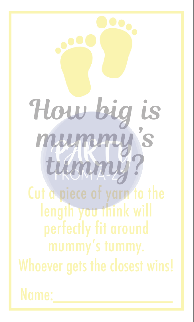 Baby Shower Mummy's Tummy Game - Various