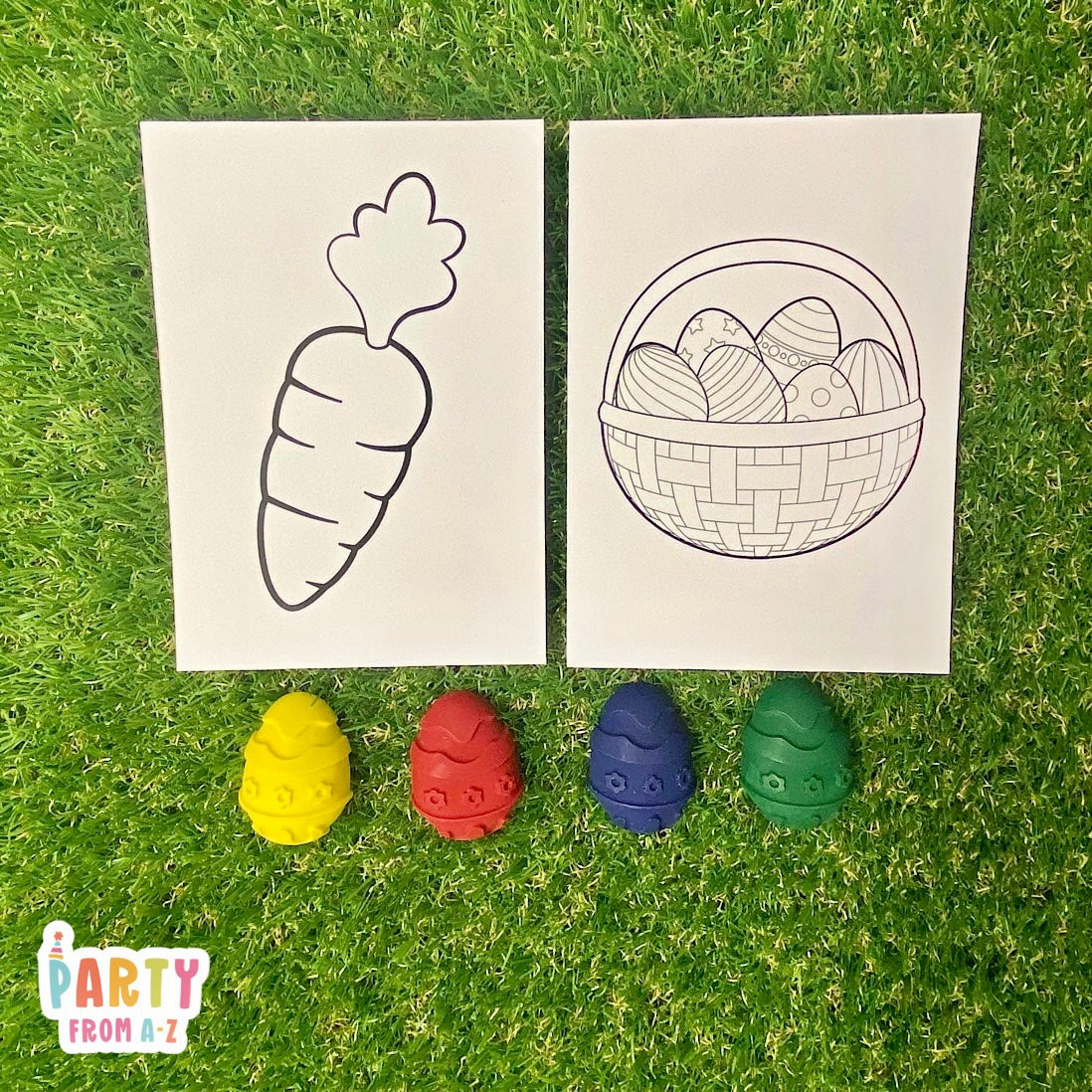 Printed Easter Colouring Pages with Crayons