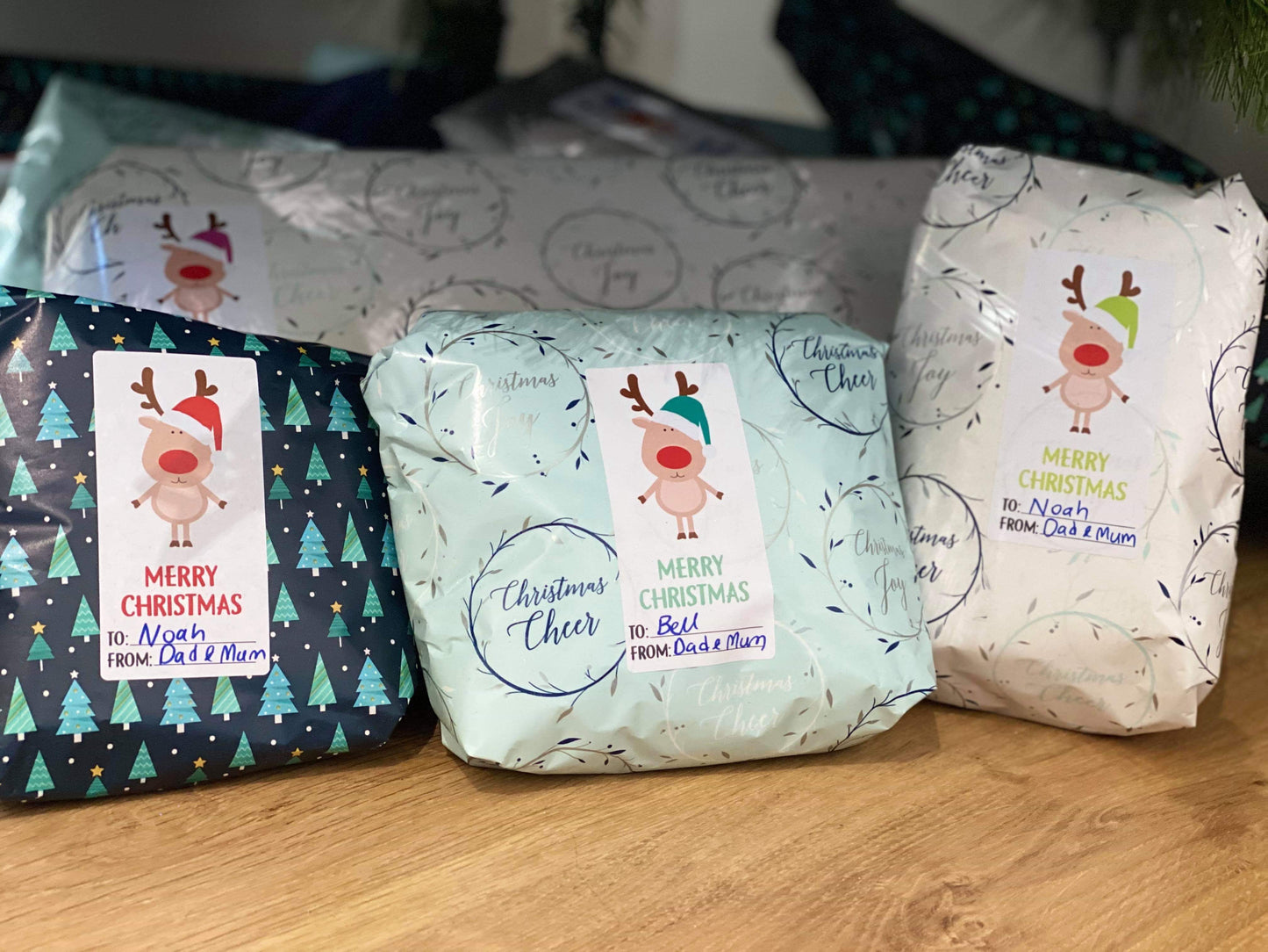12 Pack Adhesive Gift Tags Labels Reindeer